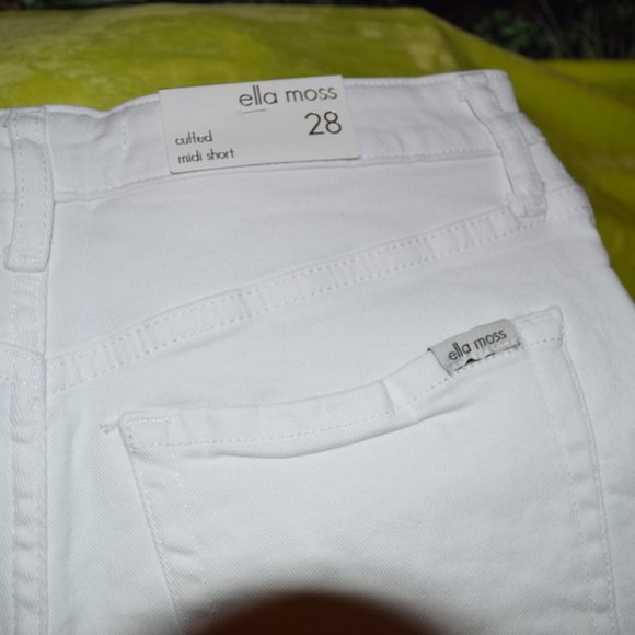 Ella Moss White Cuff-Accent Denim Shorts 28 - Picture 9 of 10